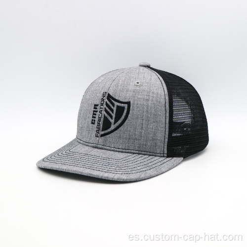 Sombrero de camionero bordador bordado gris de malla de estilo de marca